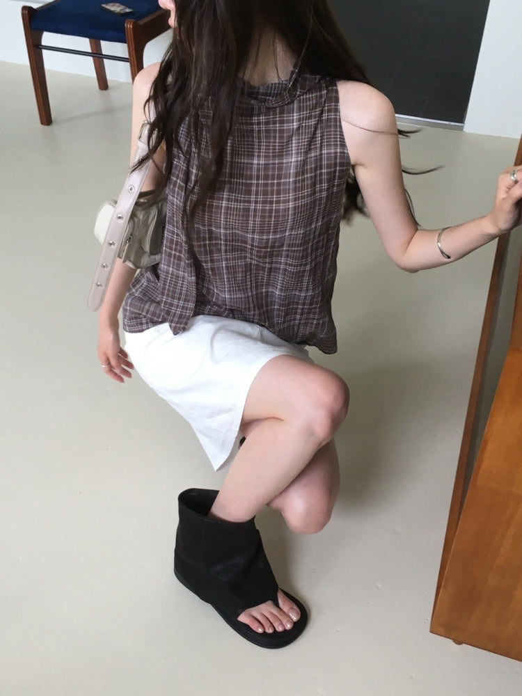 雙壓褶細節半裙