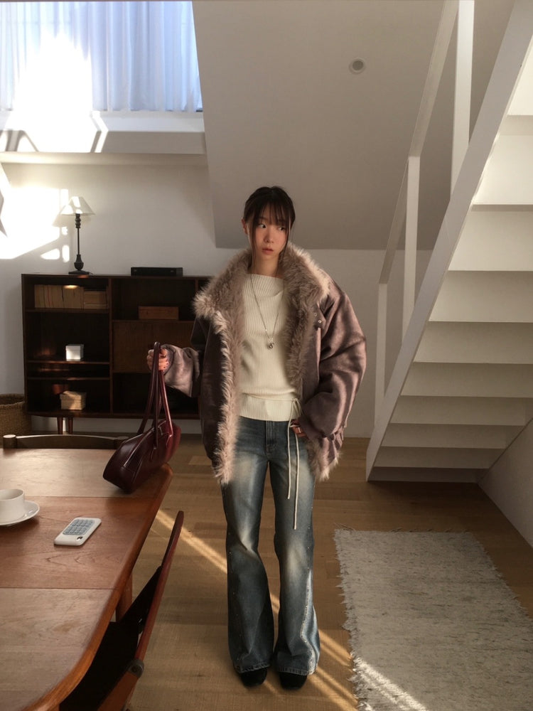 垂領綁帶修腰針織上衣