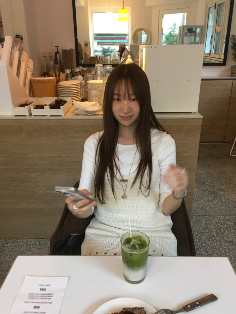 鐵扣細節縷空針織連身裙