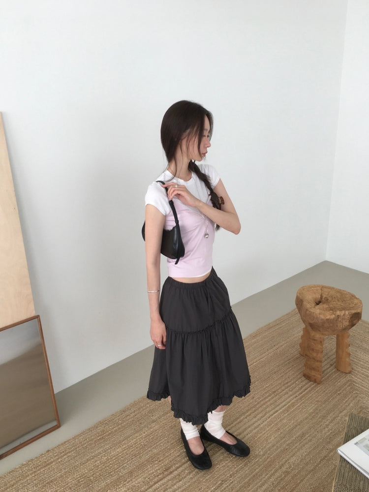 美色蕾絲邊交疊細節上衣