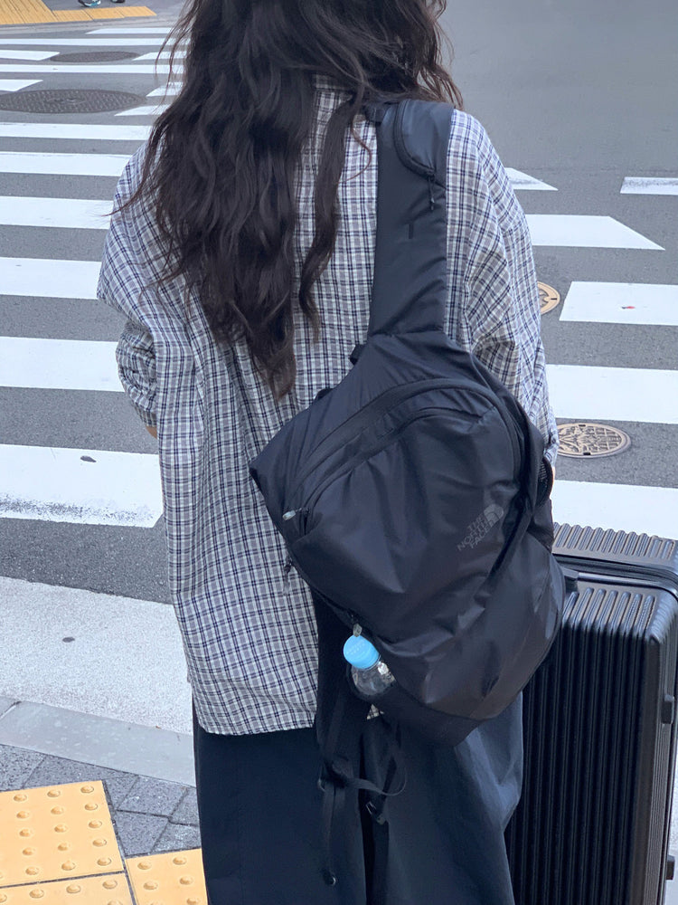 復古撞色格紋寬鬆襯衫