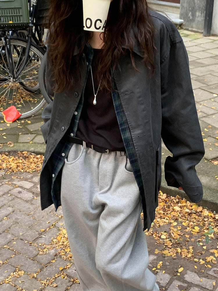 Unisex洗水復古口袋細節外套