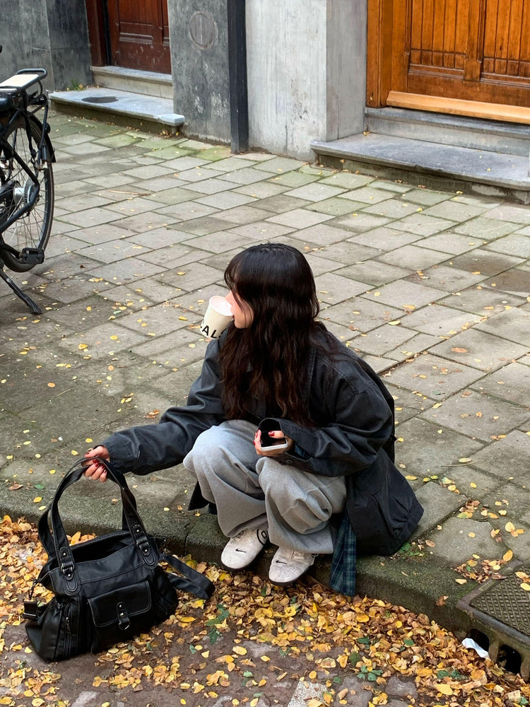 Unisex洗水復古口袋細節外套