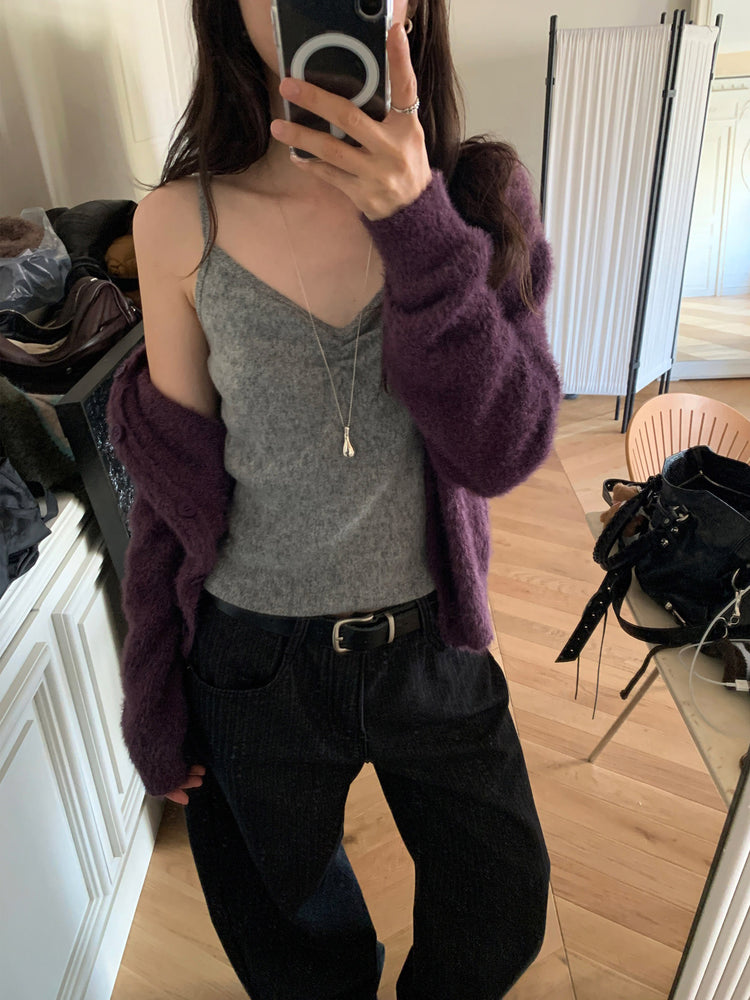 暗條紋細節繭型牛仔褲