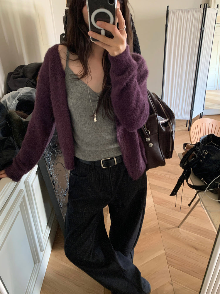 暗條紋細節繭型牛仔褲