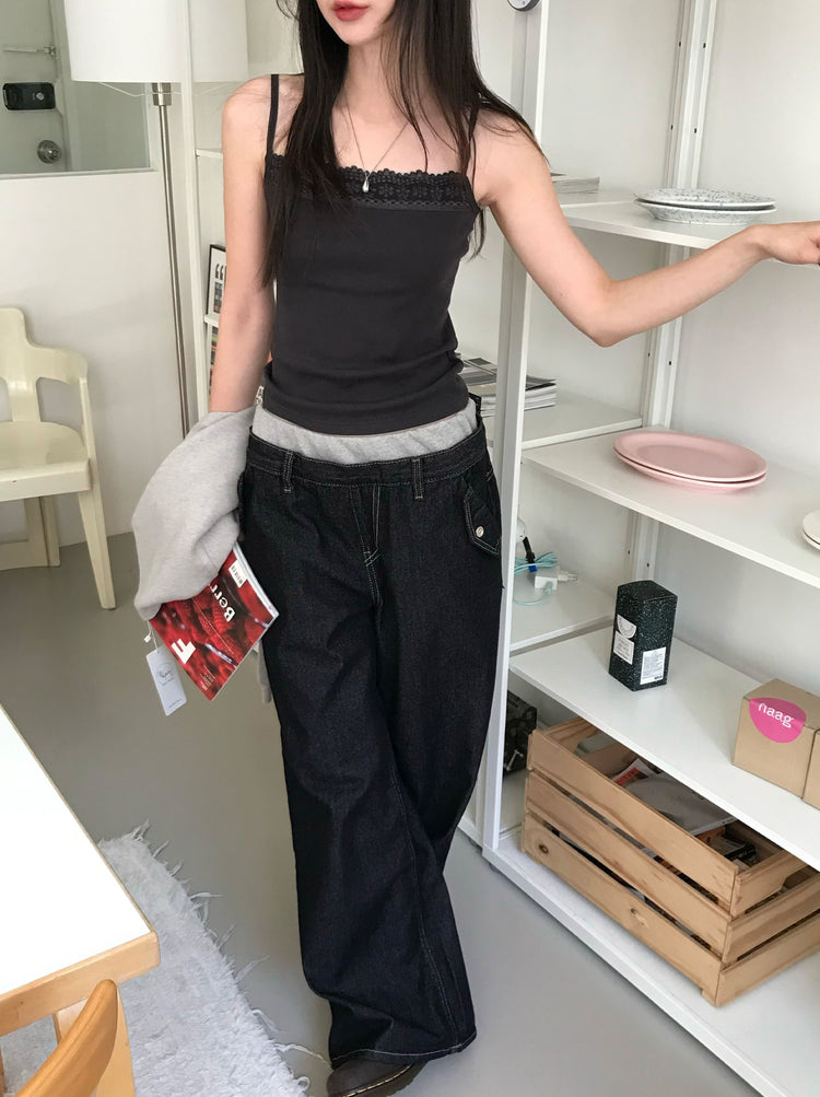 雙層褲頭細節牛仔褲