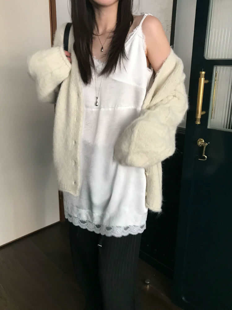 暗菱格紋理針織外套