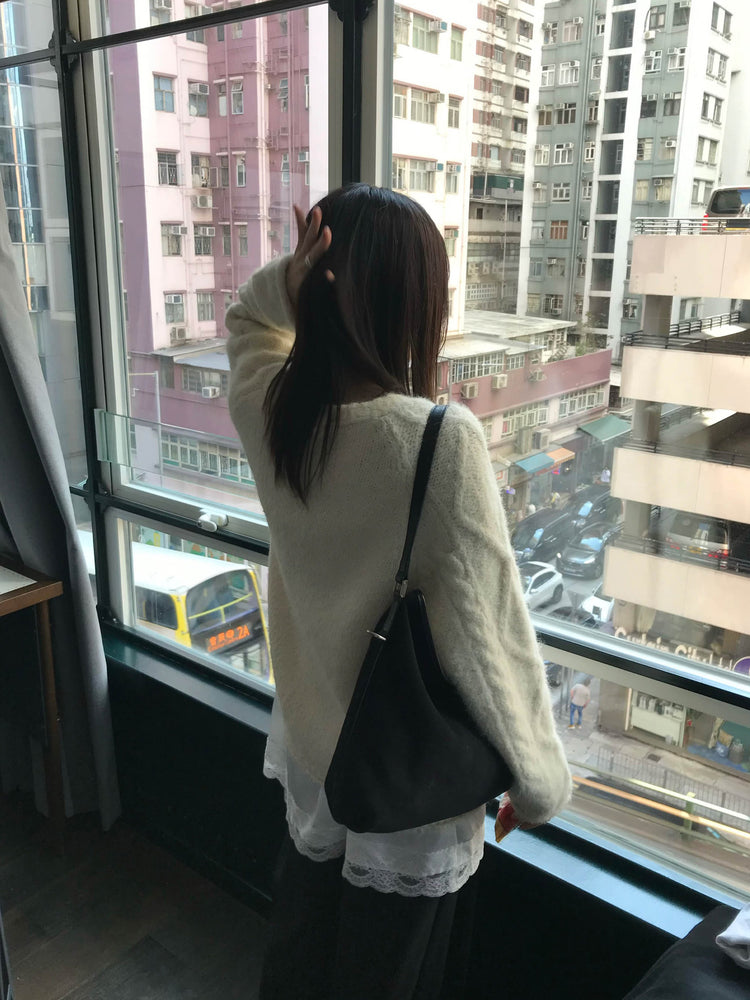 暗菱格紋理針織外套