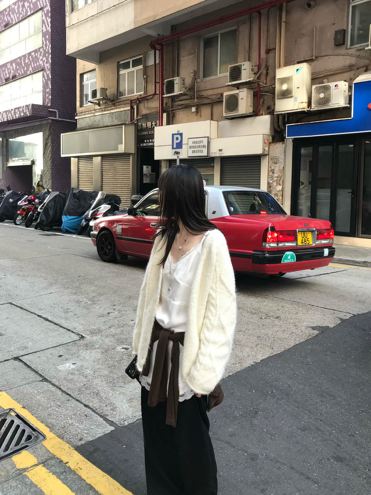 暗菱格紋理針織外套