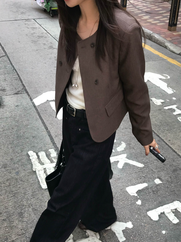 無領雙排扣鈕西外