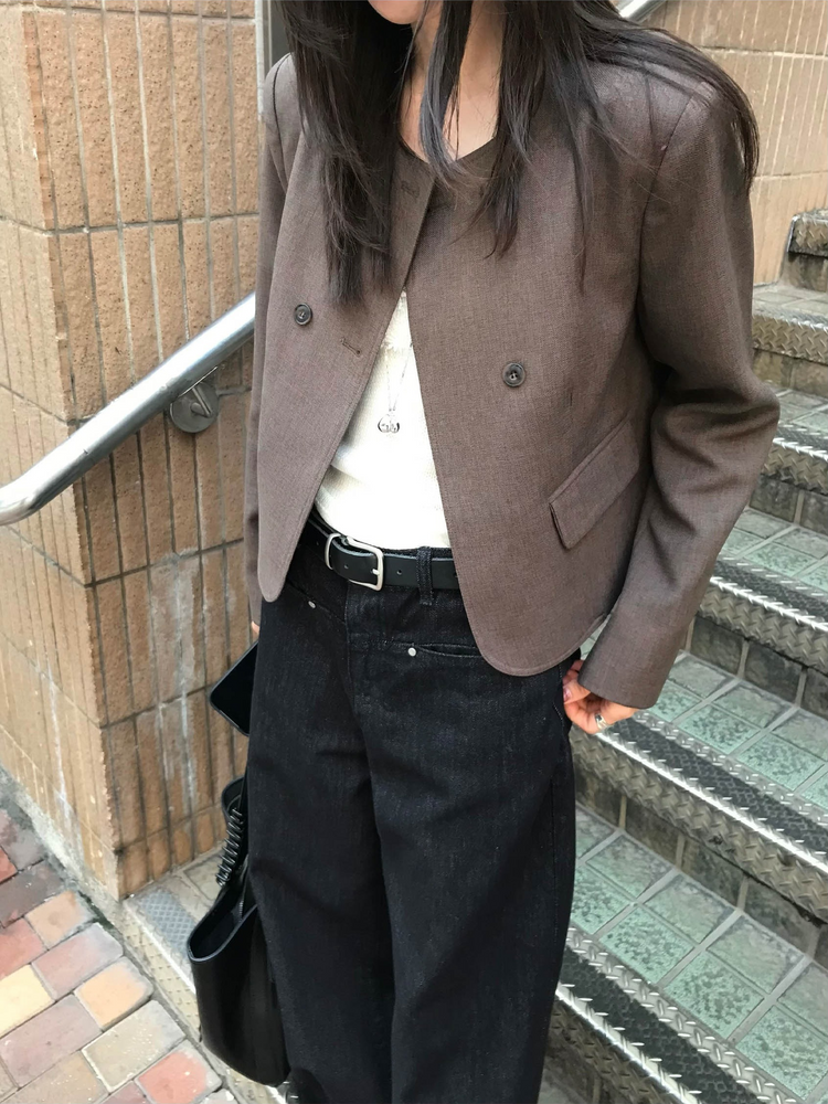 無領雙排扣鈕西外