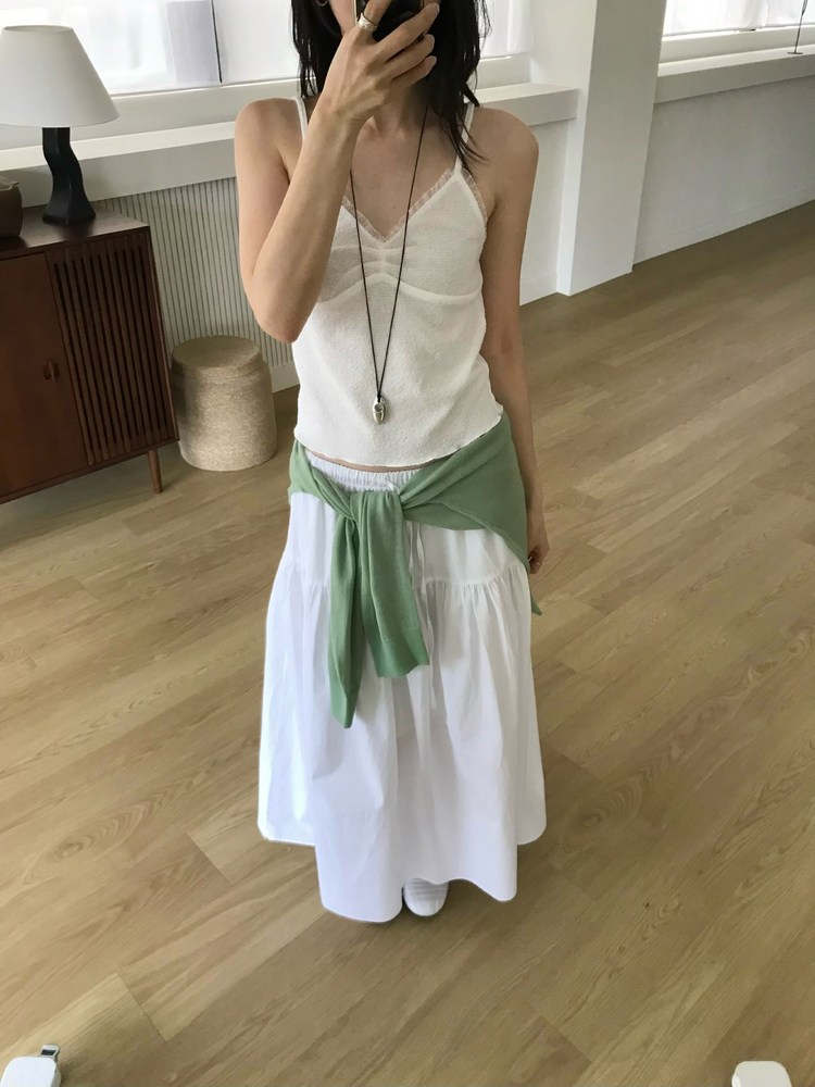 蕾絲邊暗紋胸腺細節背心