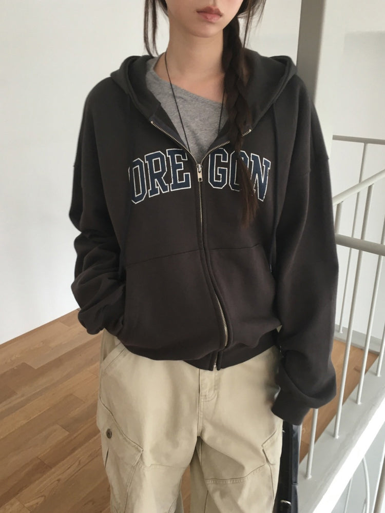 美色做舊字母連帽外套