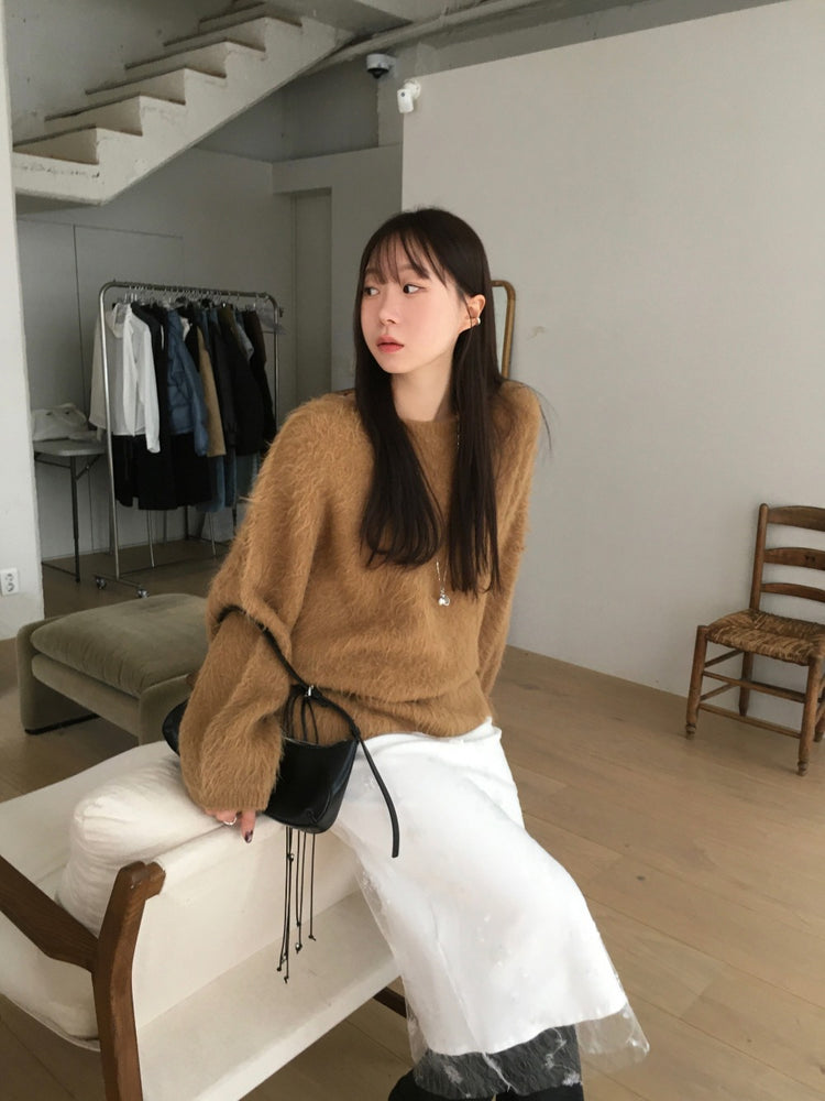 美肩毛流質感寬鬆毛衣