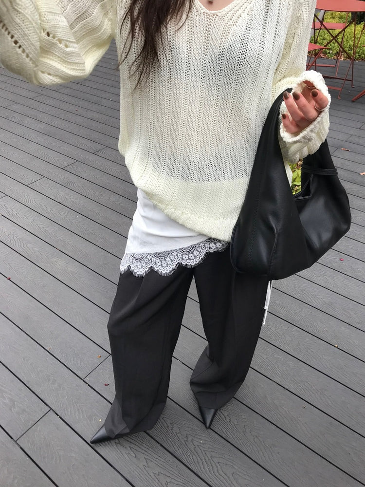 蕾絲邊綁帶三角巾