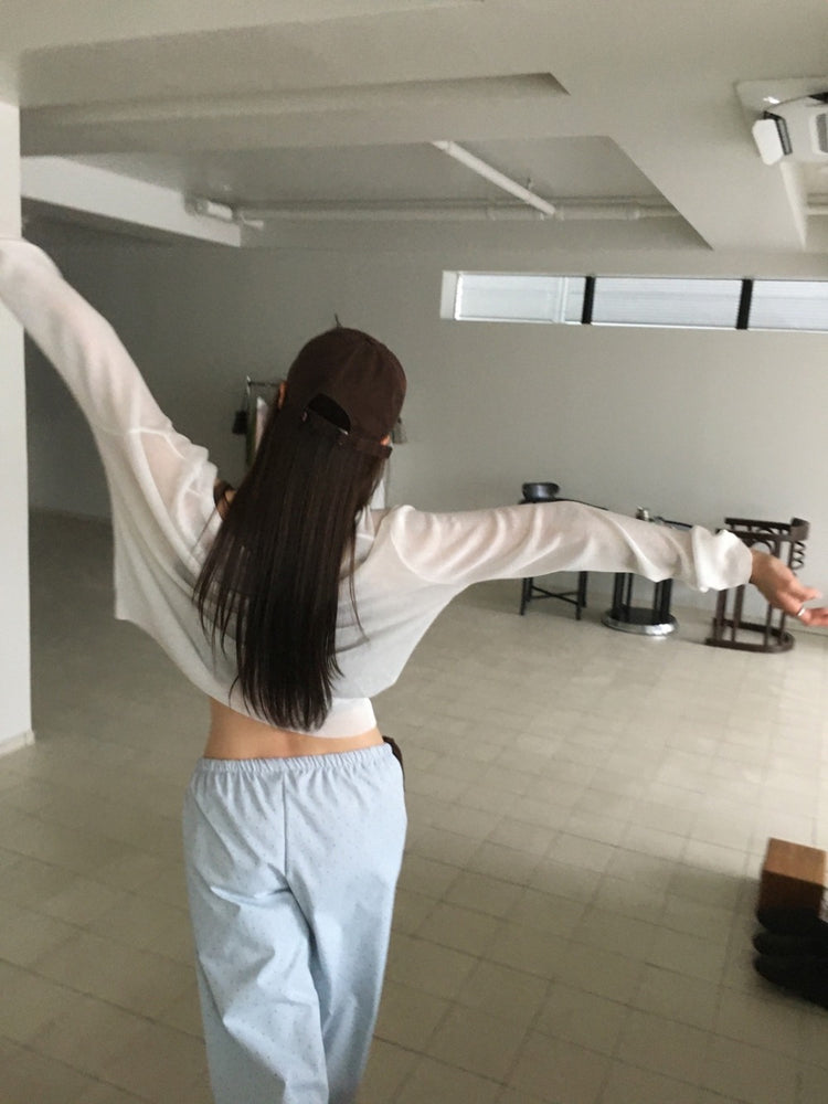 小圓點側綁帶細節直褲