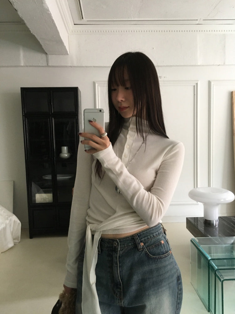 企領扣鈕綁帶細節上衣