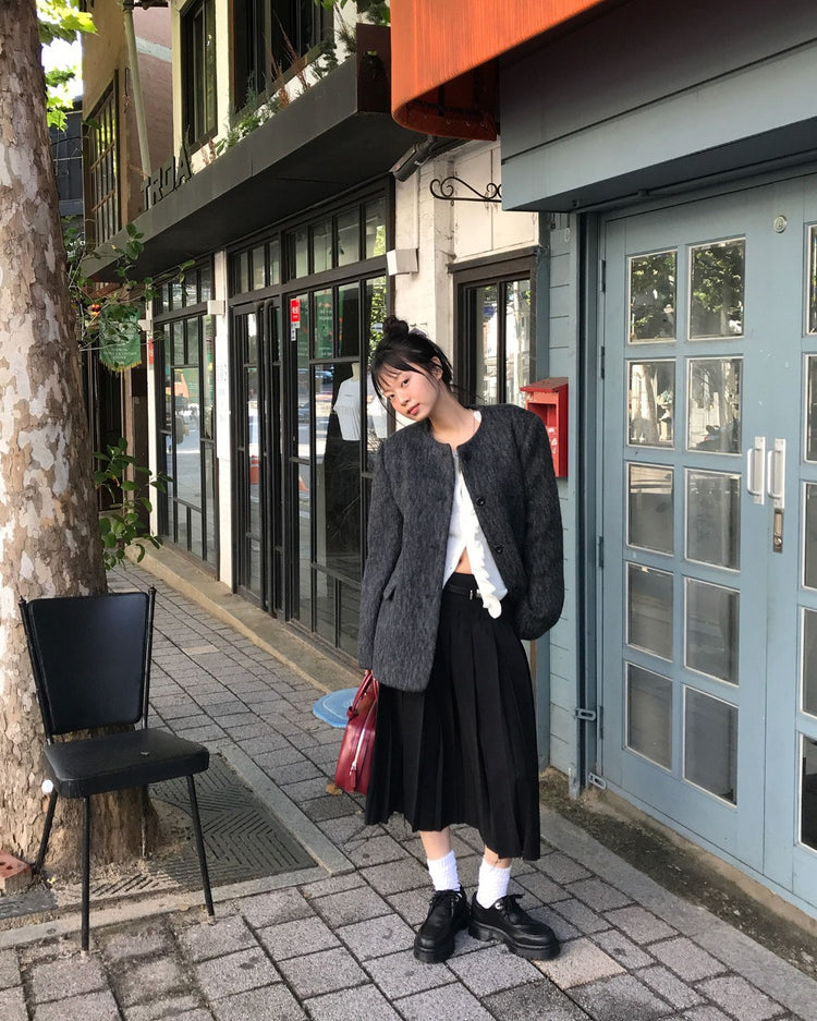 不修邊雙層細節百褶裙