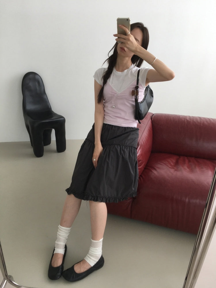 細腰頭綁帶細節蛋糕裙