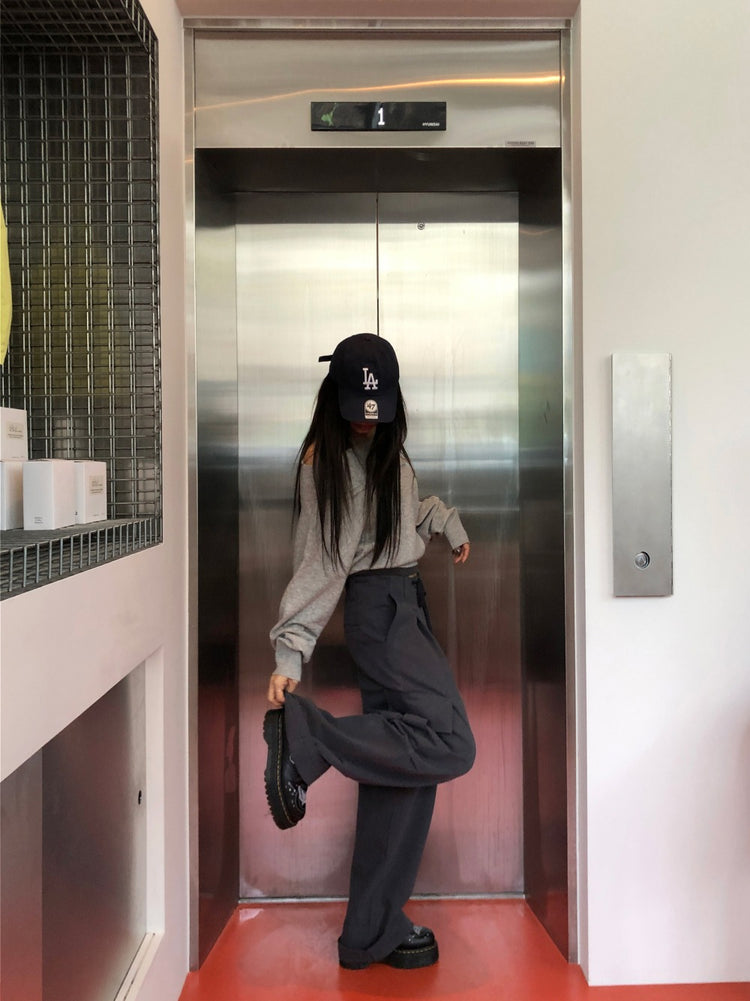 美肩寬帶寬鬆修腰針織上衣
