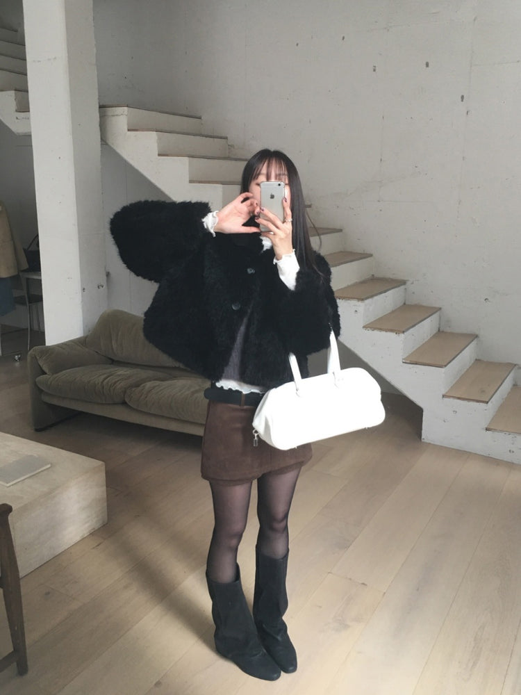 美色微透捲邊細節修身上衣