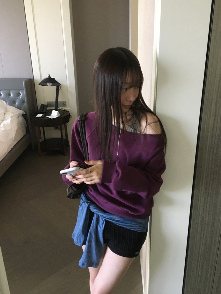 美色露肩細節衛衣