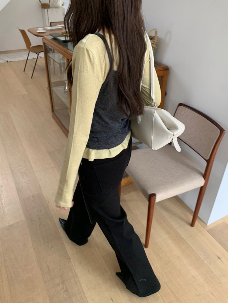 天絲船領扣鈕細節上衣