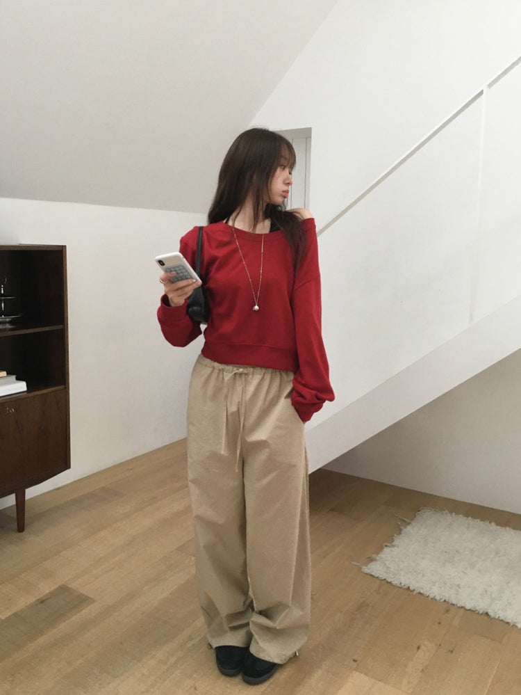 美肩U領修腰上衣