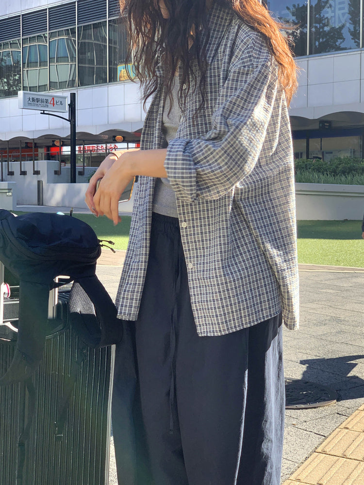 休閒雙壓褶寬鬆闊褲