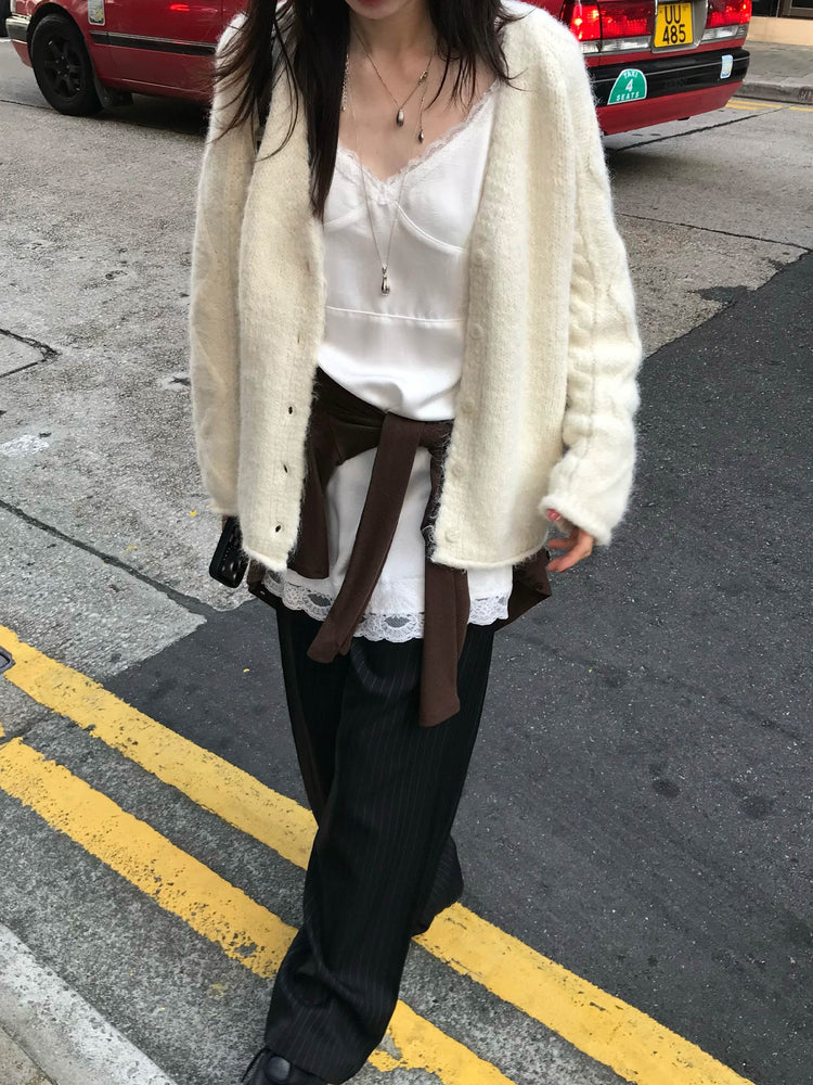 霧光澤胸線蕾絲邊細節連身裙