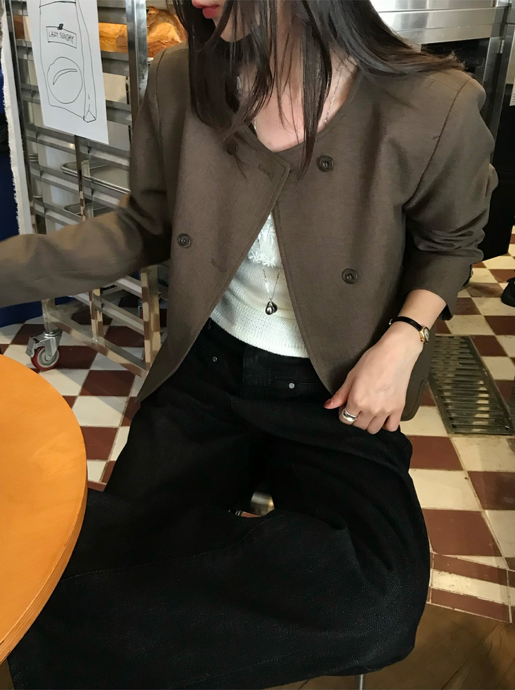 無領雙排扣鈕西外