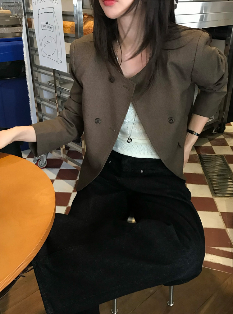無領雙排扣鈕西外