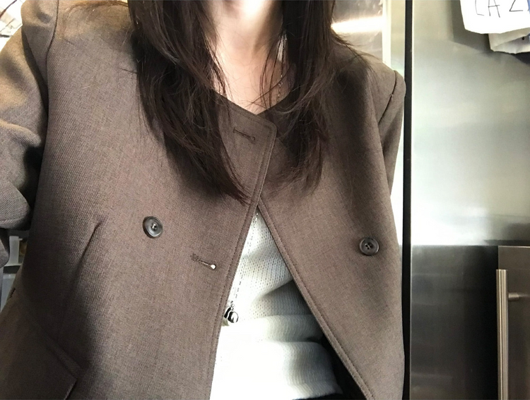 無領雙排扣鈕西外