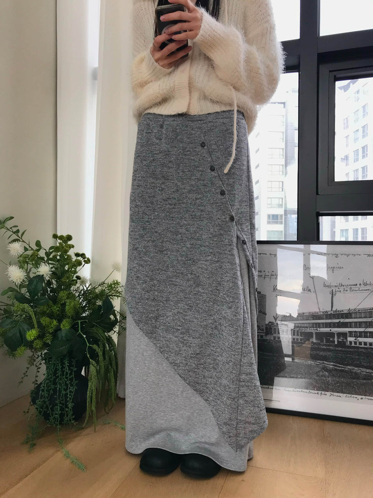 不規則設計感假兩件及踝裙