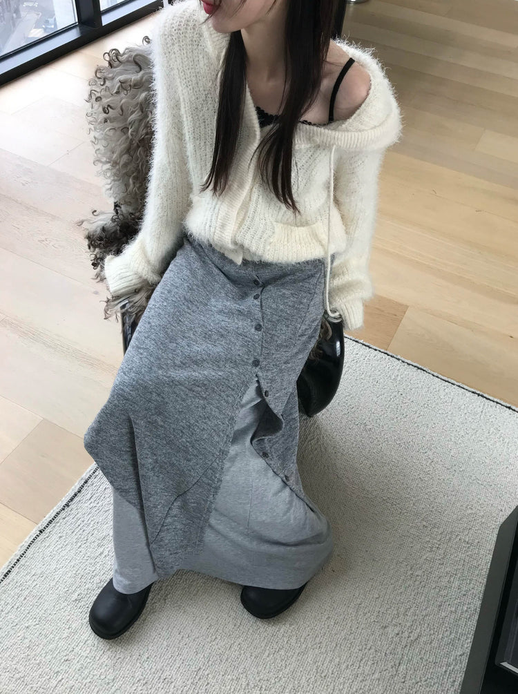 不規則設計感假兩件及踝裙