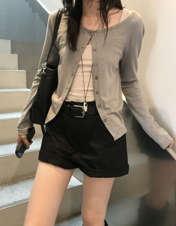 美色圓領排鈕外套