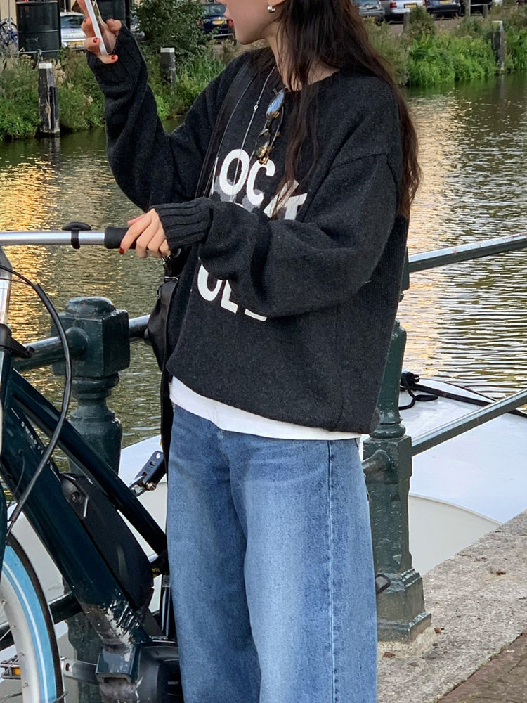 高質字母印花針織毛衣