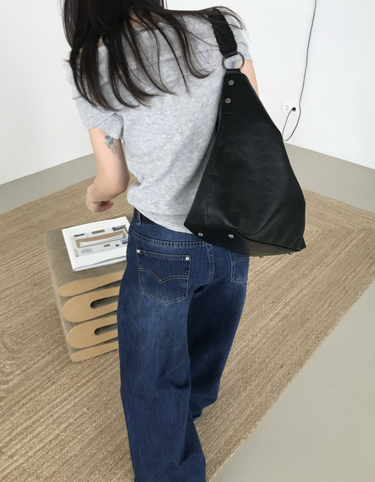 美色鉚釘細節牛仔褲