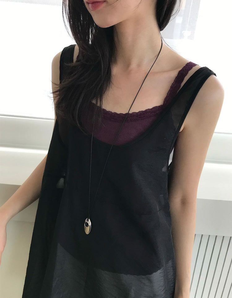 美色蕾絲邊細節背心