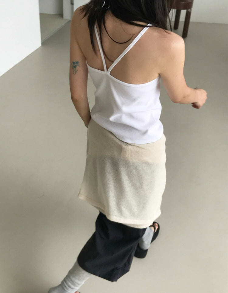 美背V領細帶修身背心
