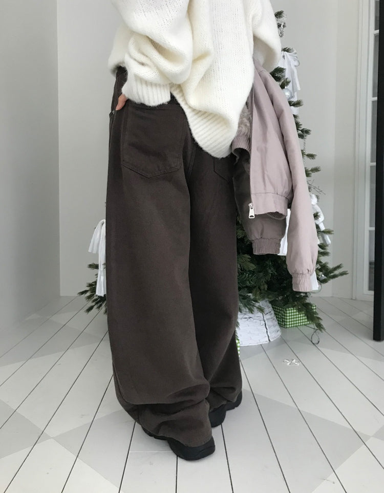 基礎美色內刷毛繭型褲