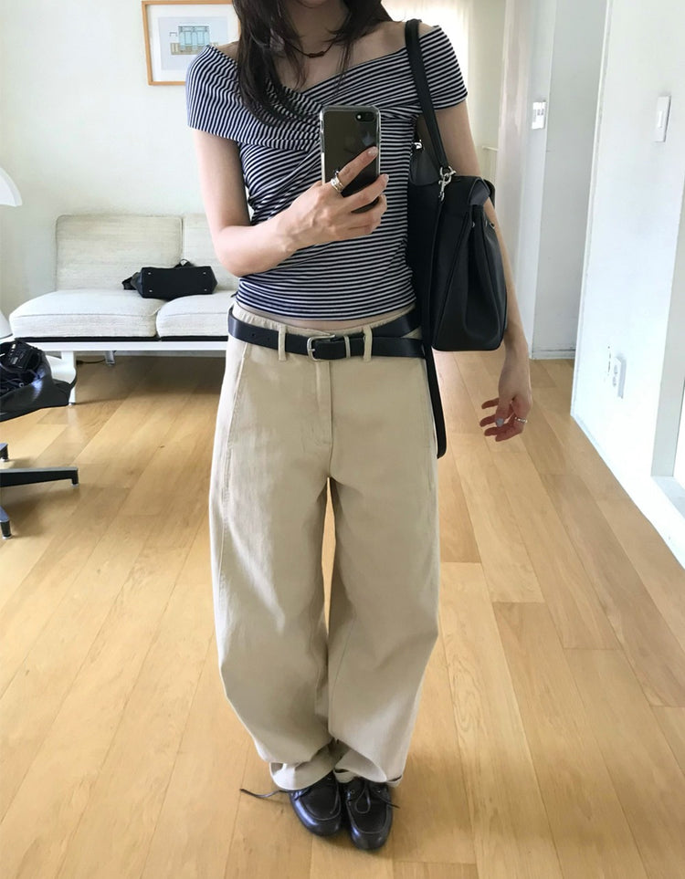 內前壓線細節直褲