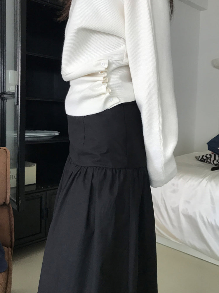 美肩側扣鈕細節坑紋針織衫