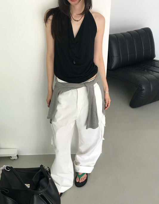 Unisex簡約口袋工裝褲