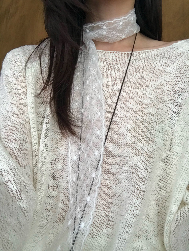 優雅蕾絲刺繡絲巾