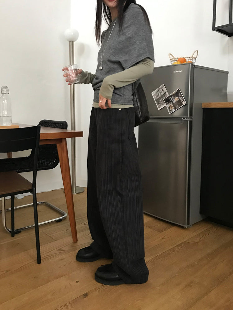 美色暗條紋質感直褲