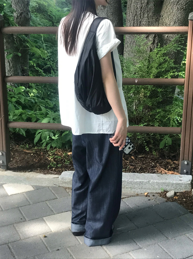 柔軟抽繩休閒牛仔褲