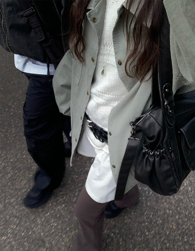 Unisex復古洗水細節寬鬆外套