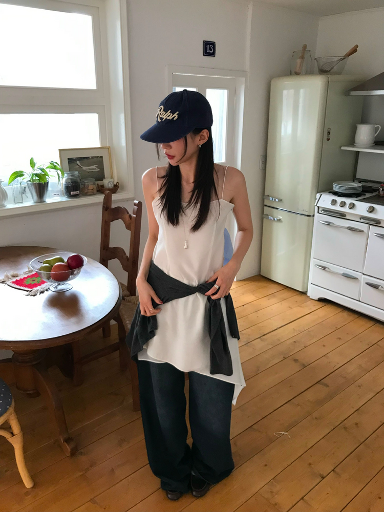 微透膚不規則下擺連身裙