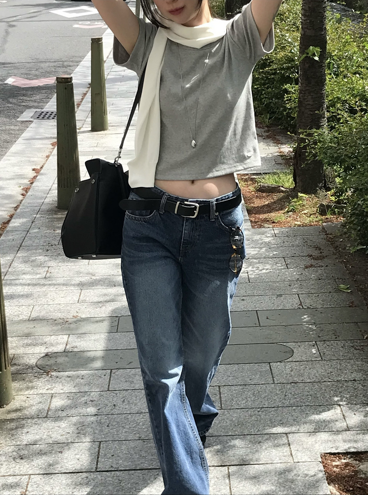 美刷色boot cut低腰牛仔褲